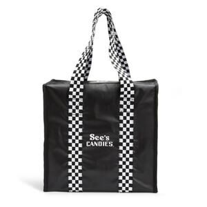See’s Candy Black Soft Sided Reusable Cooler Zippered Tote Bag/Handle NEW